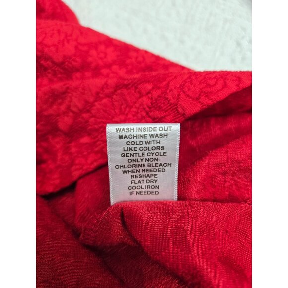 Elle Red Textured Short-Sleeve Top With Bow Accents Womens XL Polyester/Spandex - Picture 6 of 6